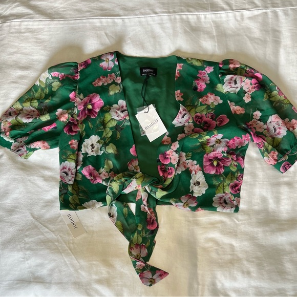 Bardot Tops - Floral Bardot tie top